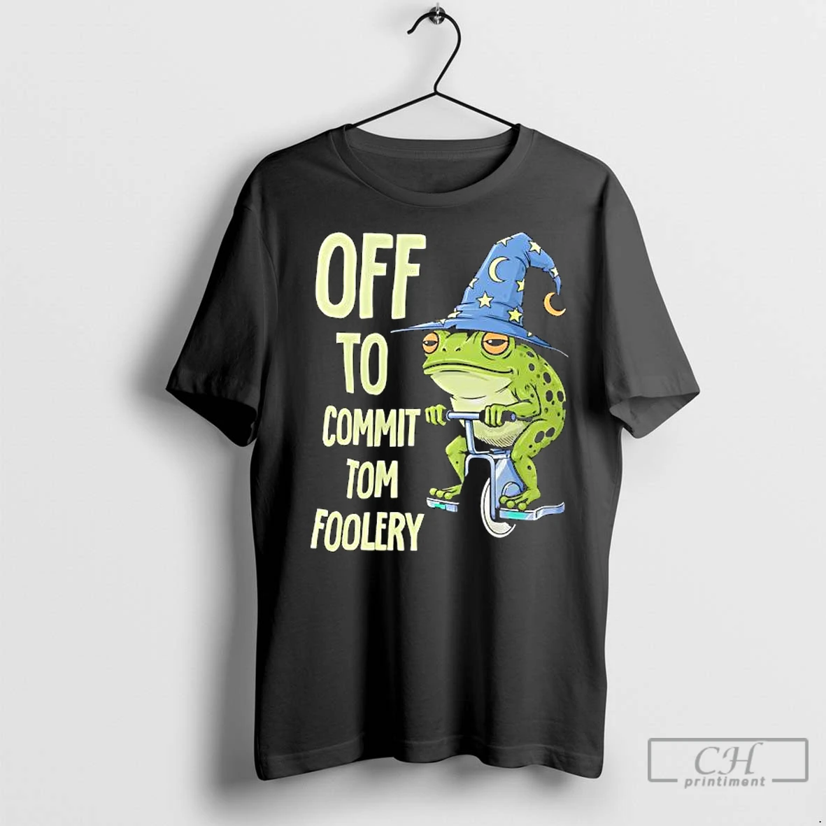 Premium Frog Wizard Riding A Unicycle Off To Commit Tomfoleri Graphic T Shirt