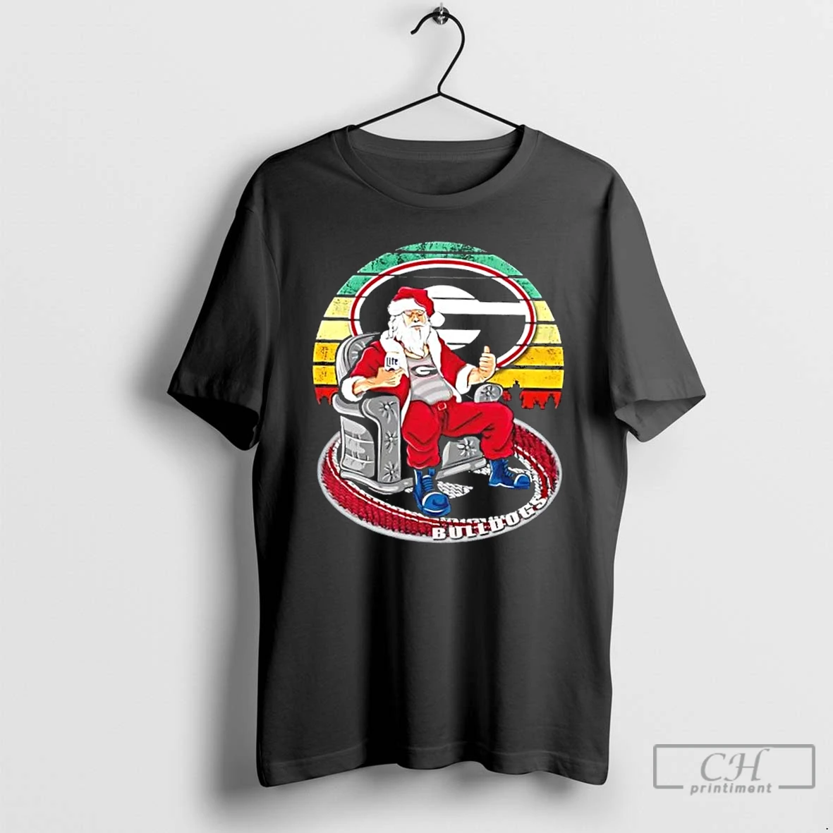 Premium Georgia Bulldogs X Santa Claus Christmas Vintage T Shirts Hoodie