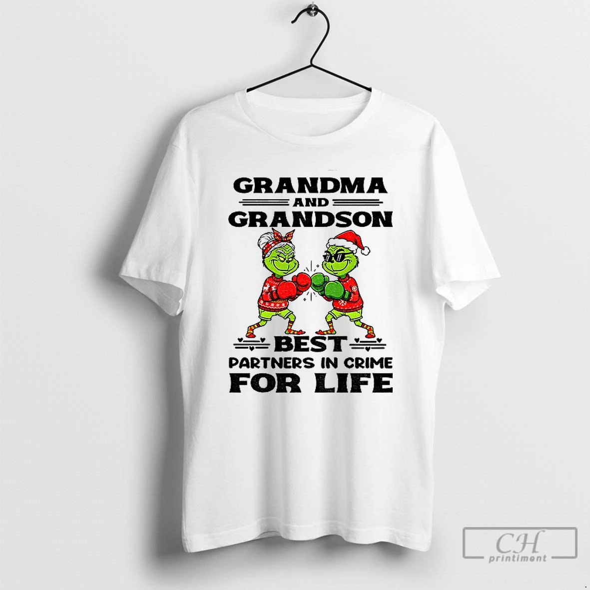 Premium Grinch Boxing Grandma And Grandson Best Partners In Crime For Life T Shirts Sweater Hoodie
