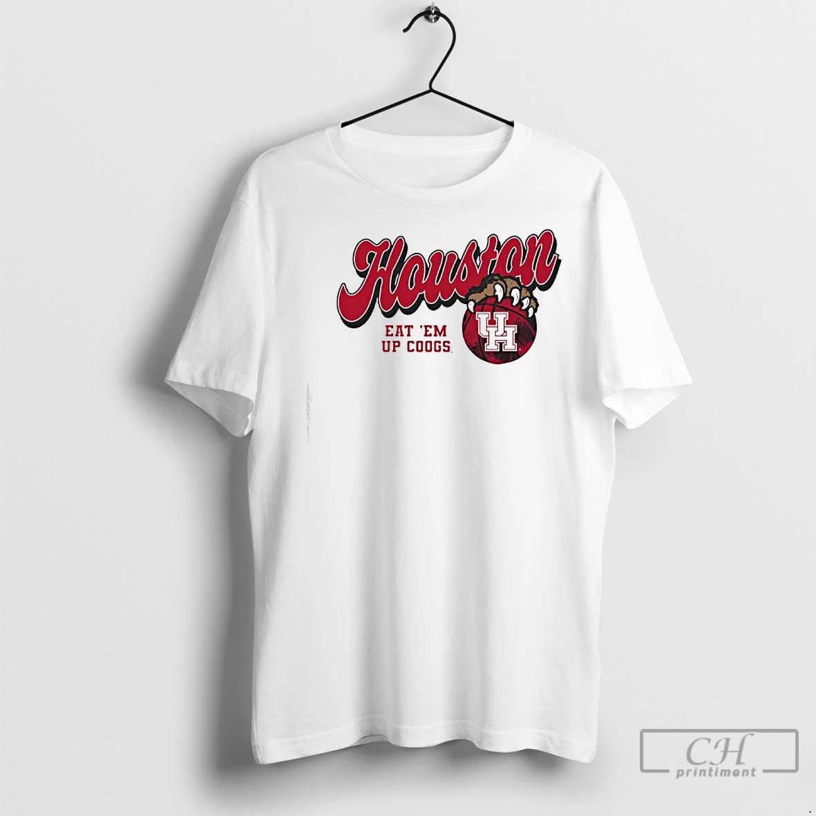 Premium Houston Cougars Eat Em Up Coogs Basketball Mascot Logo T Shirt