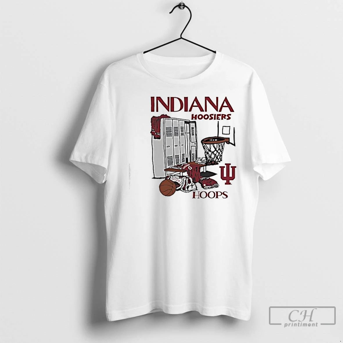Premium Indiana Hoosiers Basketball Hoops Graphic Logo T Shirt