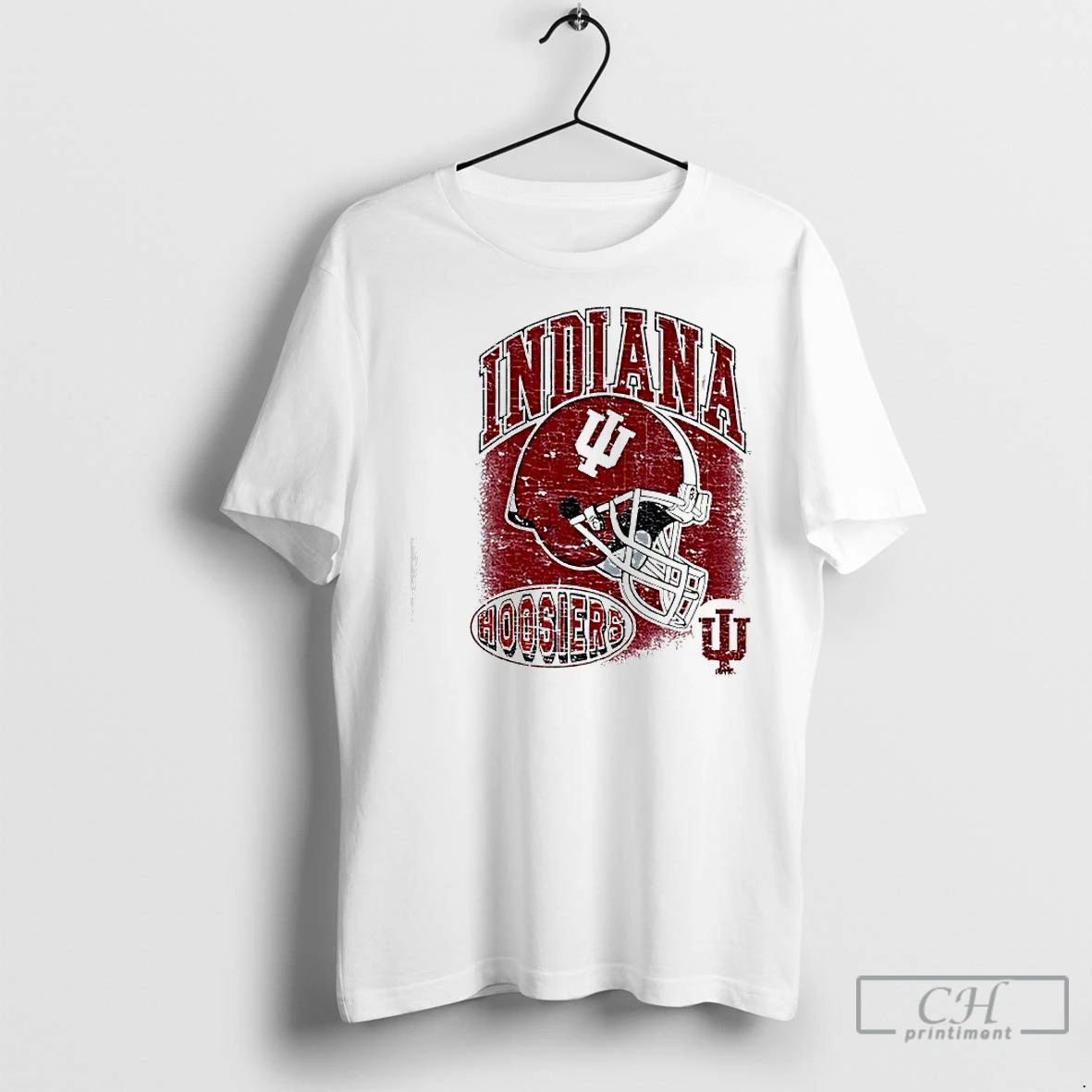 Premium Indiana Hoosiers Basketball Vintage Style Helmet Logo T Shirt