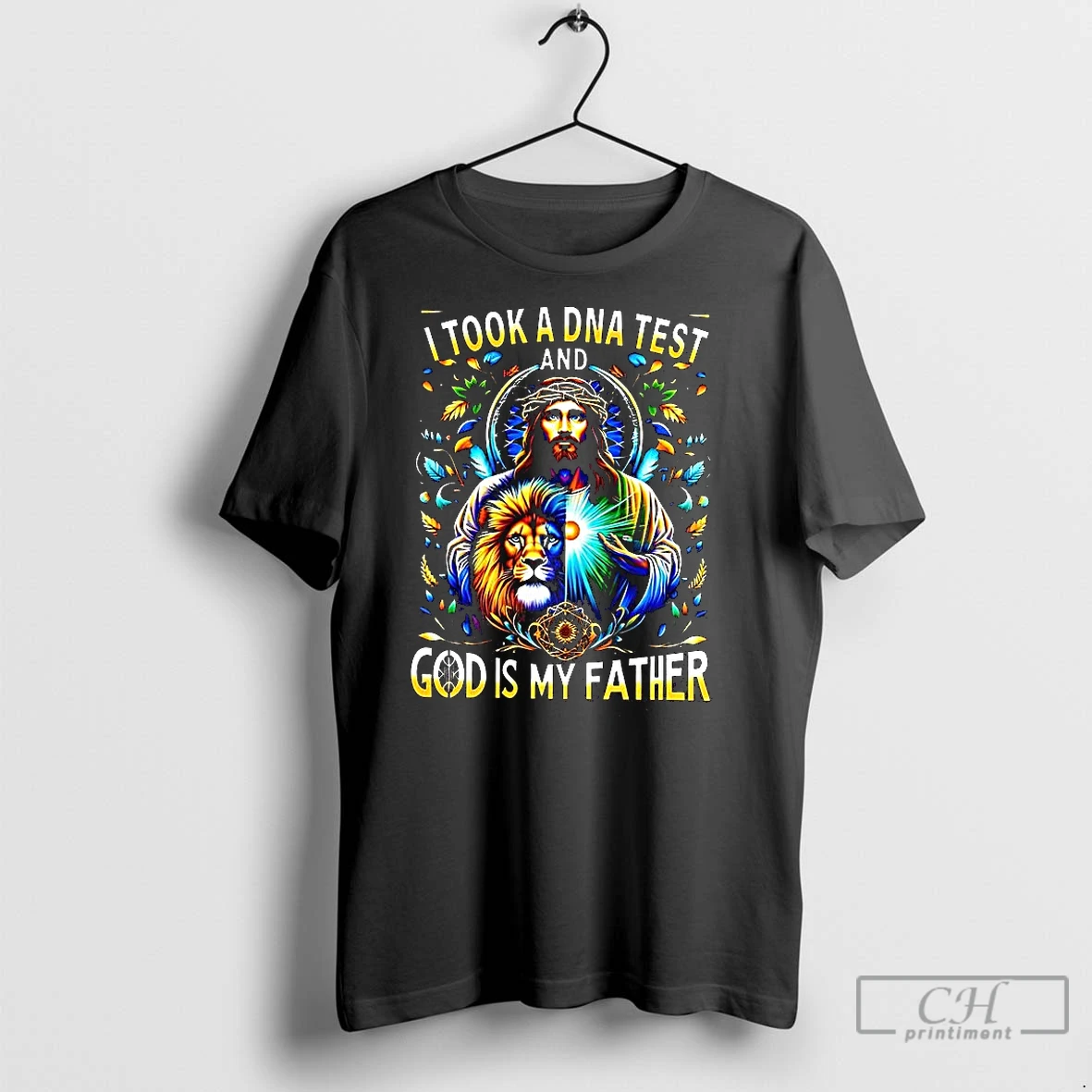 Premium Jesus And Lion I Took A Dna Test And God Is My Father Christian T Shirt