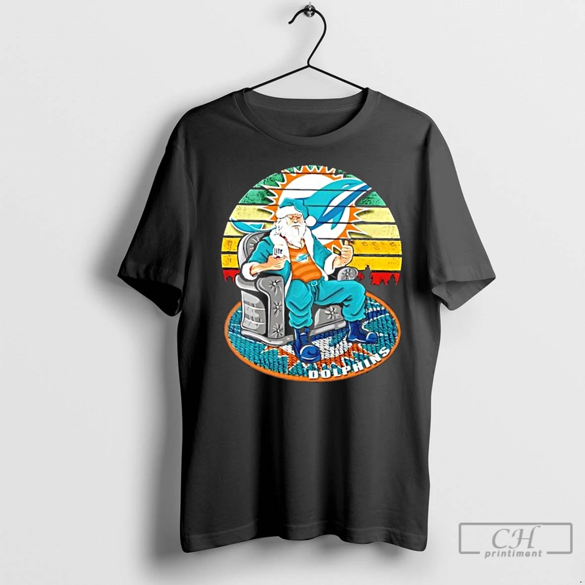 Premium Miami Dolphins X Santa Claus Christmas Vintage T Shirt