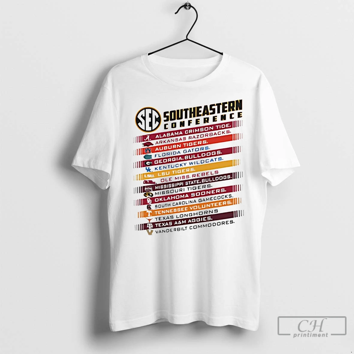 Premium Sec All Teams Spelled Out Names T Shirt