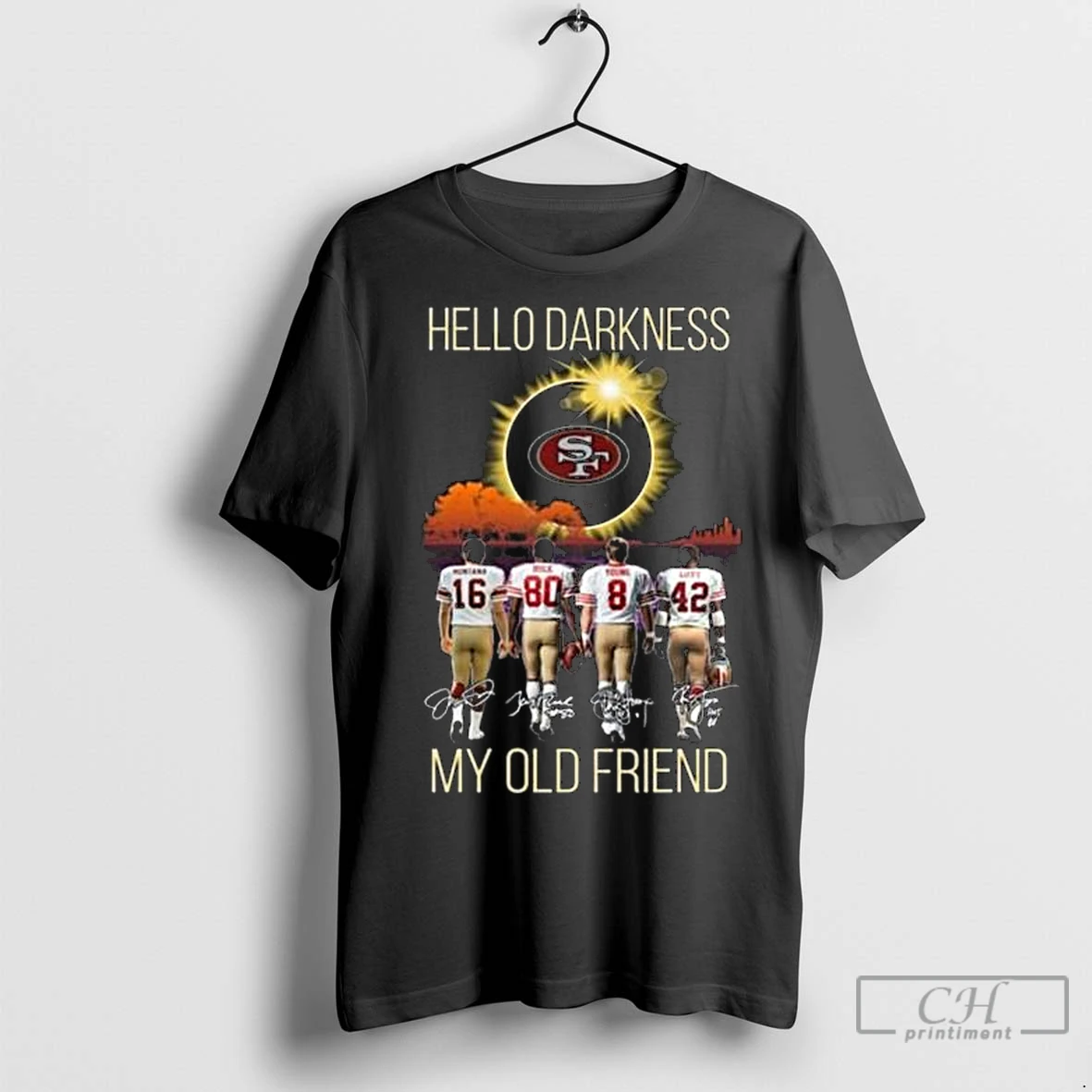 Premium San Francisco 49ers Hello Darkness My Old Friend Players Signatures 2025 Long Sleve T Shirt