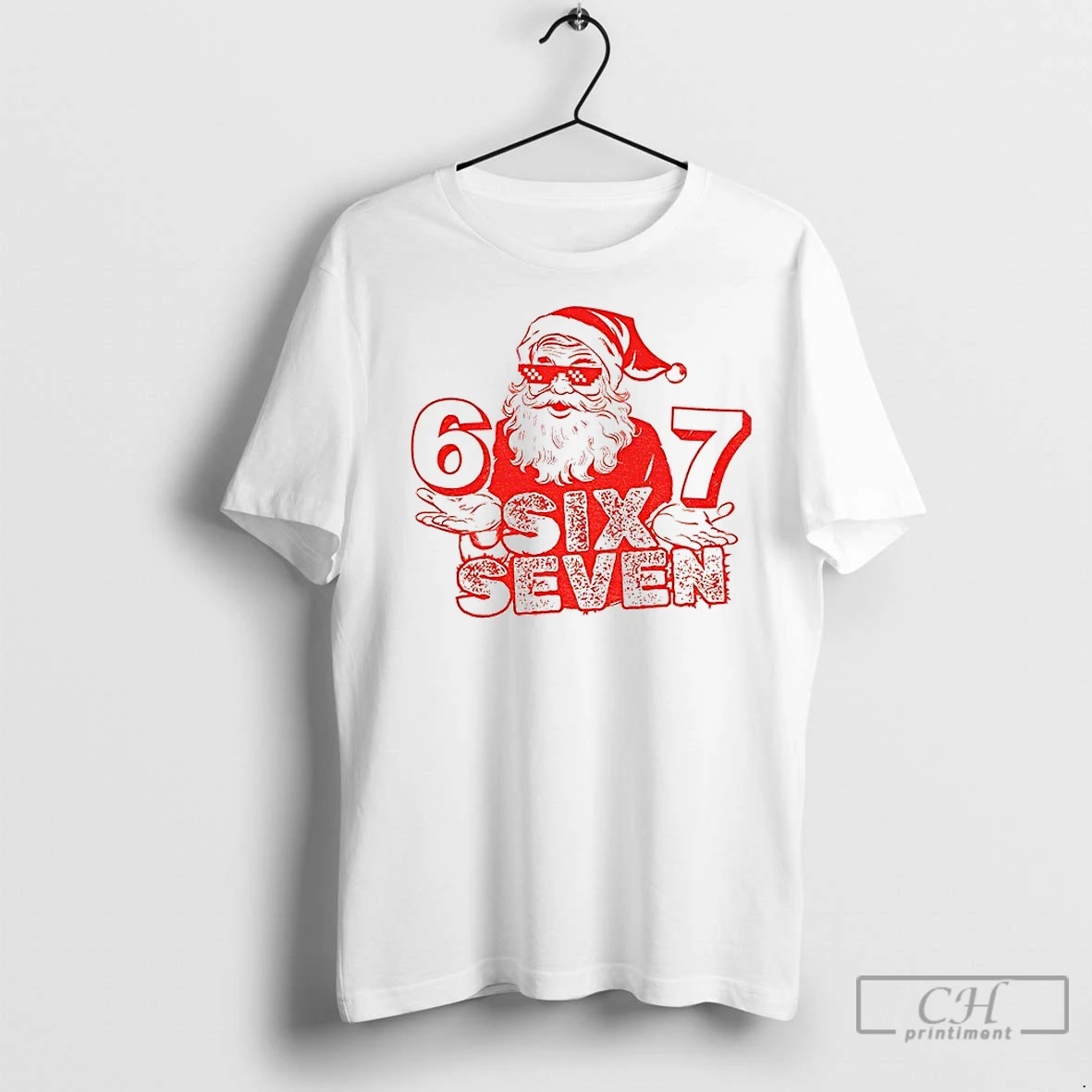 Premium Six Seven Santa Thug Life Sunglasses 6 7 Meme Christmas T Shirt