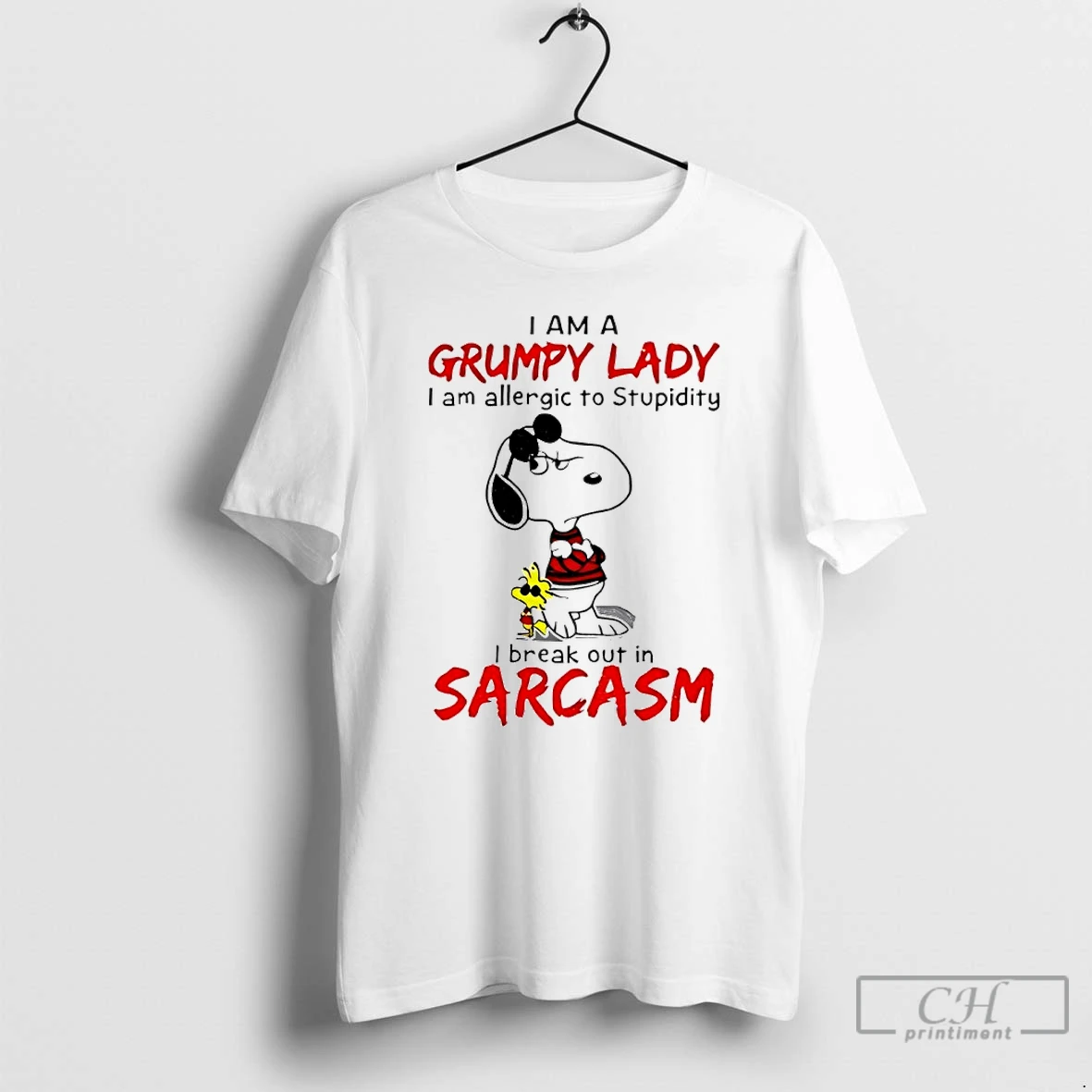 Premium Snoopy I Am A Grumpy Lady I Am Allergic To Stupidity I Break Out In Sarcasm T Shirts Sweater Hoodie