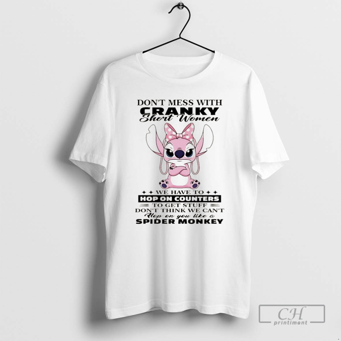 Premium Stitch Angel Dont Mess With Cranky Short Women We Have To Hop On Counters Christmas Shirt Sweater
