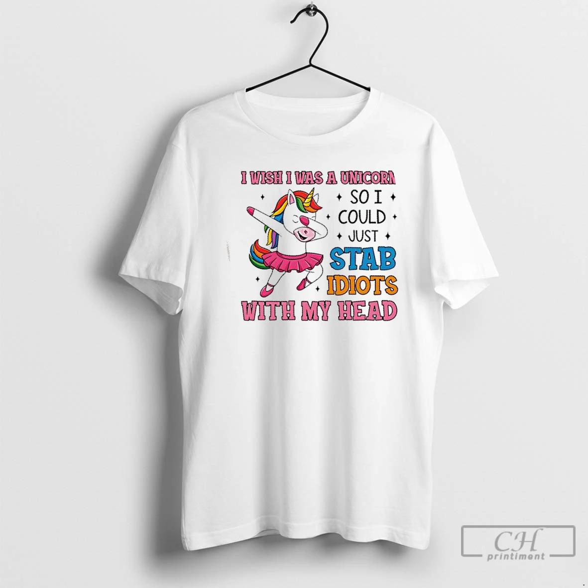 Premium Unicorn Dabbing I Wish I Was A Unicorn So I Could Just Stab Idiots With My Head T Shirts Sweater Hoodie