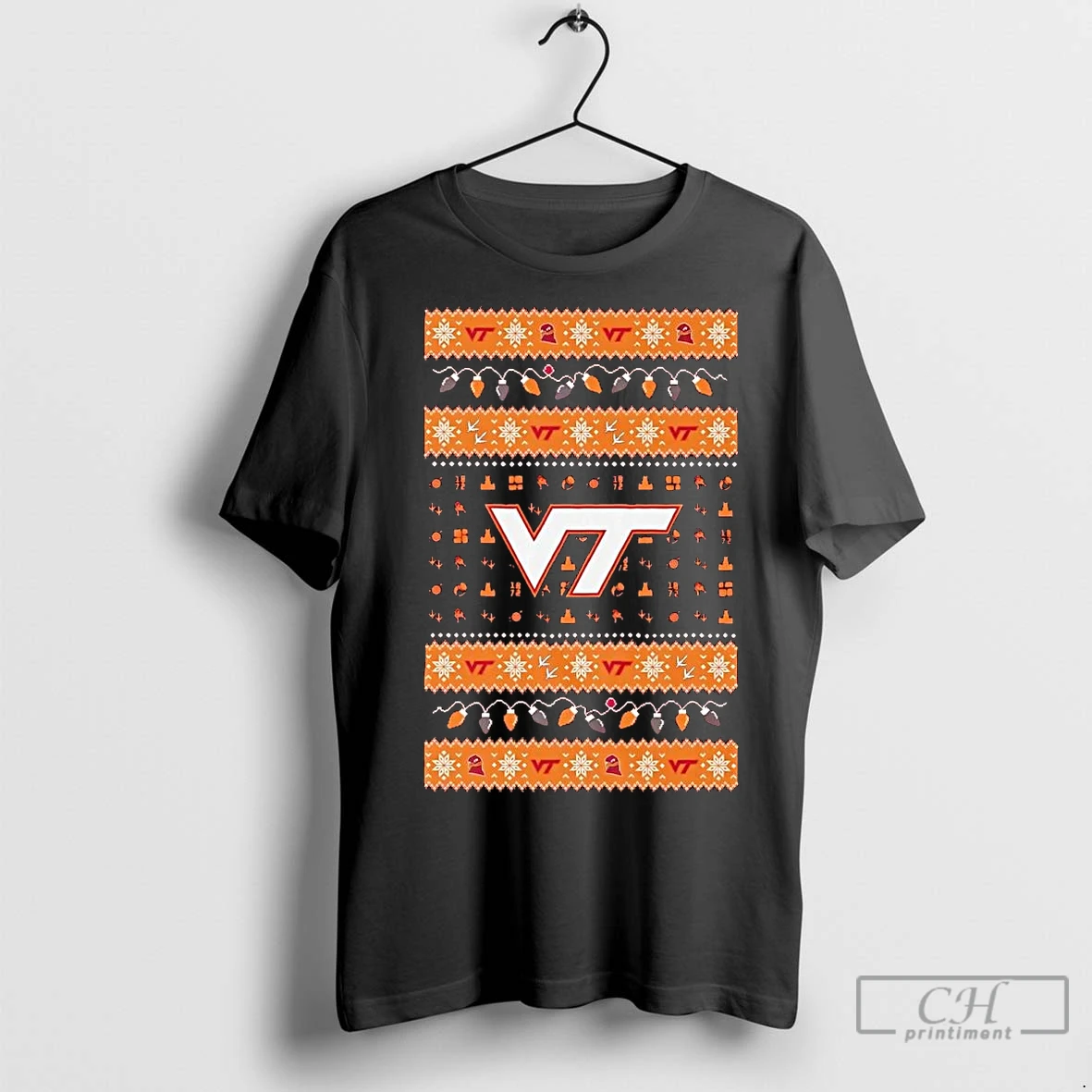 Premium Virginia Tech Hokies Ugly Christmas Light T Shirt
