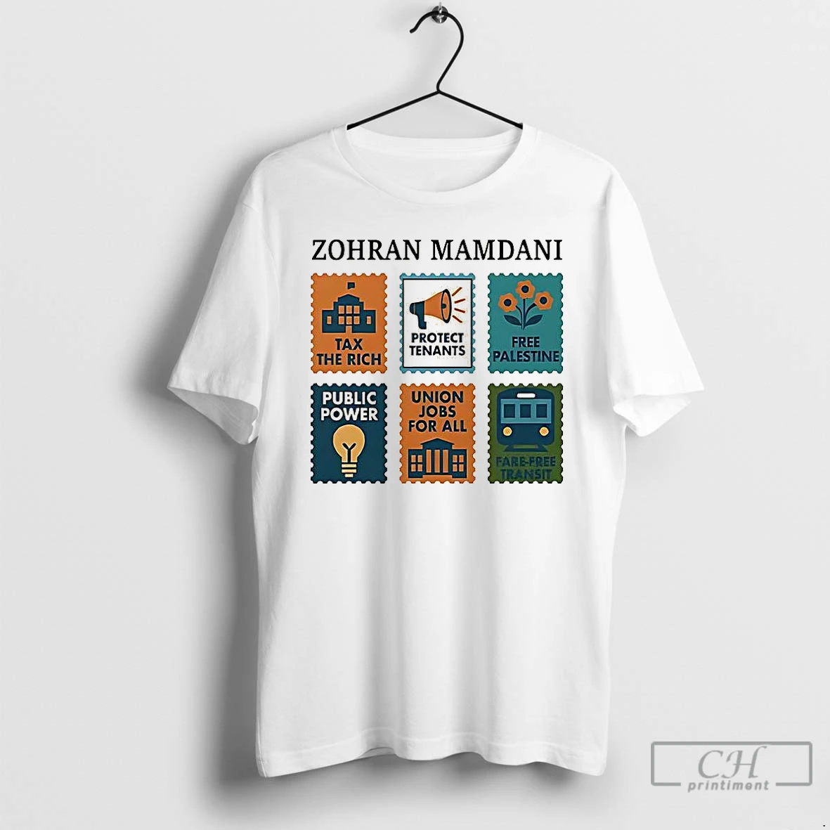 Premium Zohran Mamdani Tax The Rich Postage Stamps T Shirts Hoodie