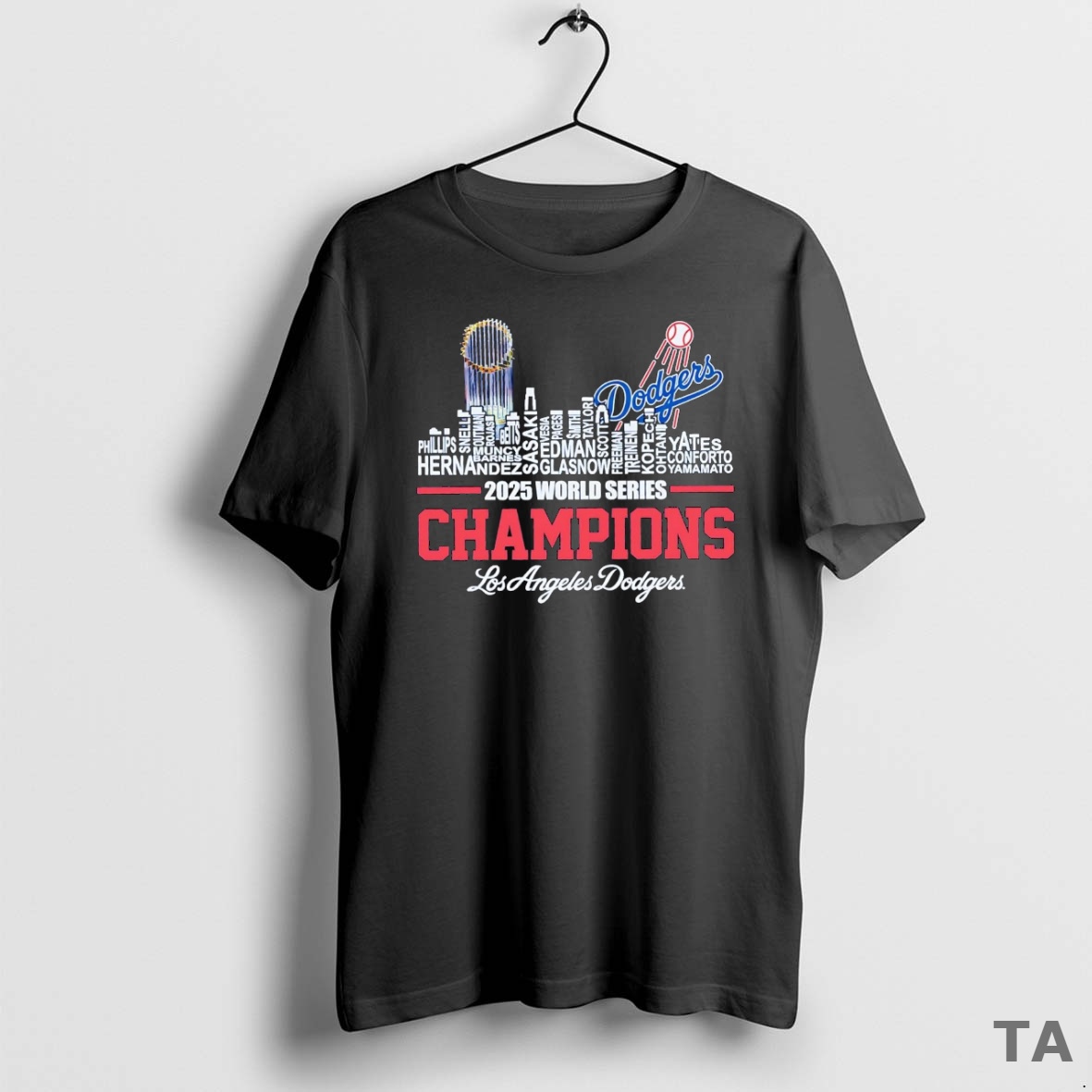Top Los Angeles Dodgers 2025 World Series Champions Players Names Skyline T Shirt Sweater