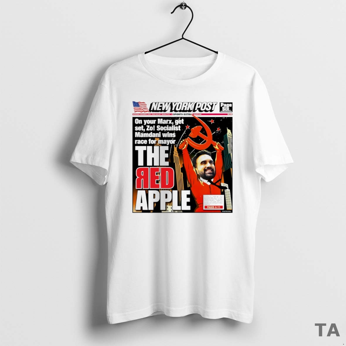 Top Zohran Mamdani New York Post The Red Apple Circle T Shirt Sweater