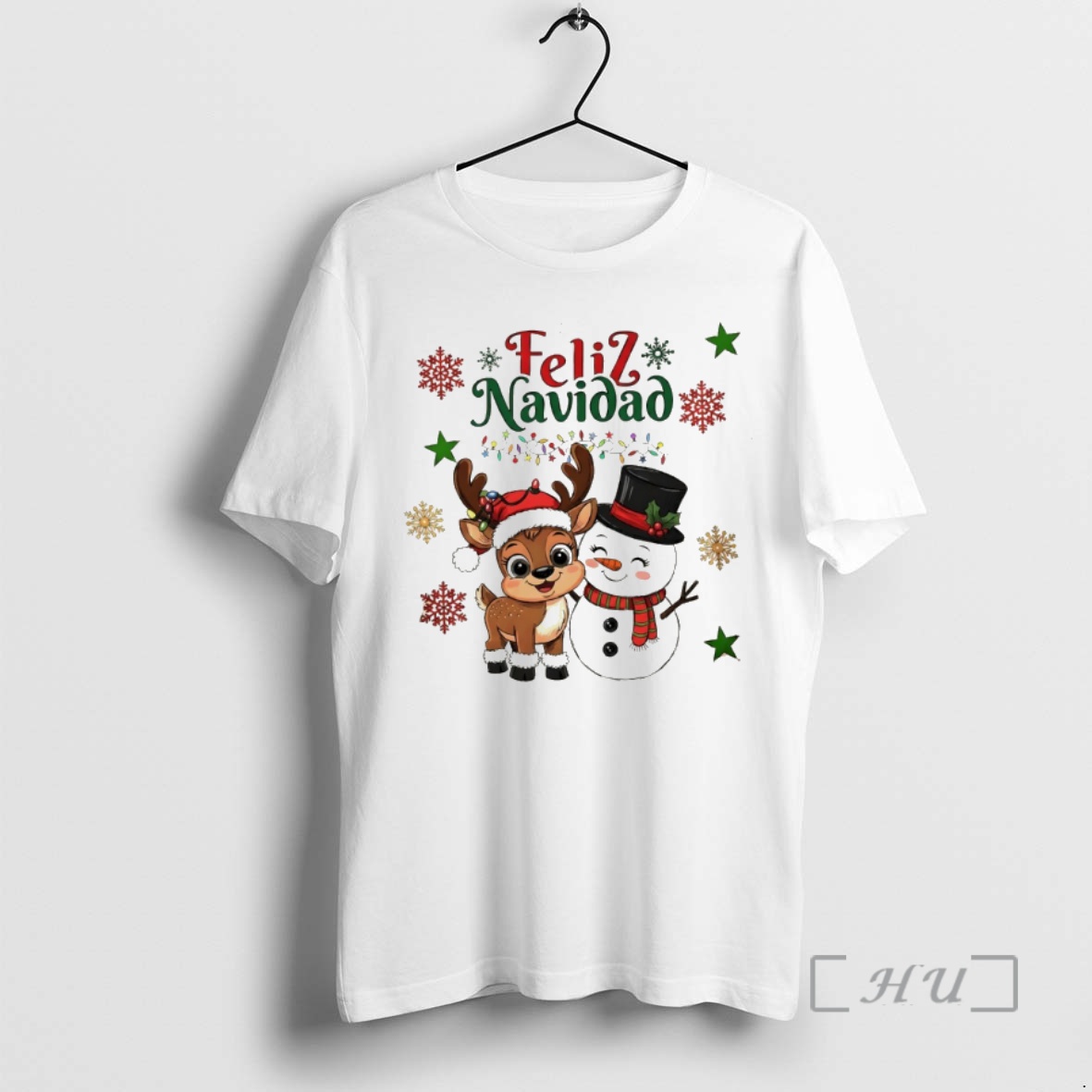 Trending Feliz Navidad Xmas Reindeer And Snowman Premium T Shirts Sweater Hoodie