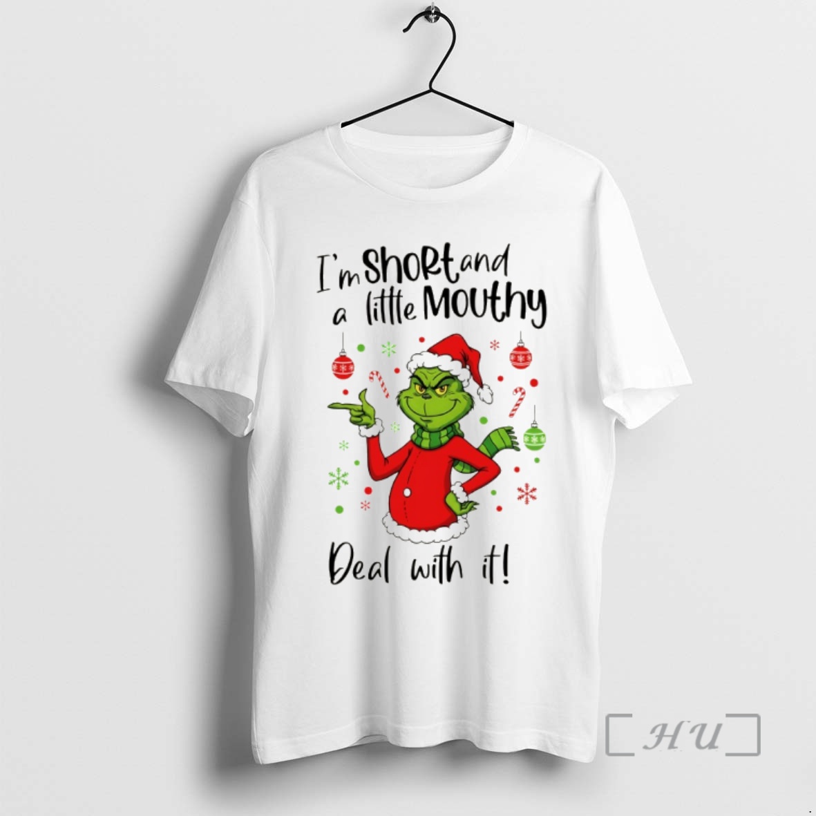 Trending Grinch Im Short And A Little Mouthy Deal With It Christmas Premium T Shirts Sweater Hoodie