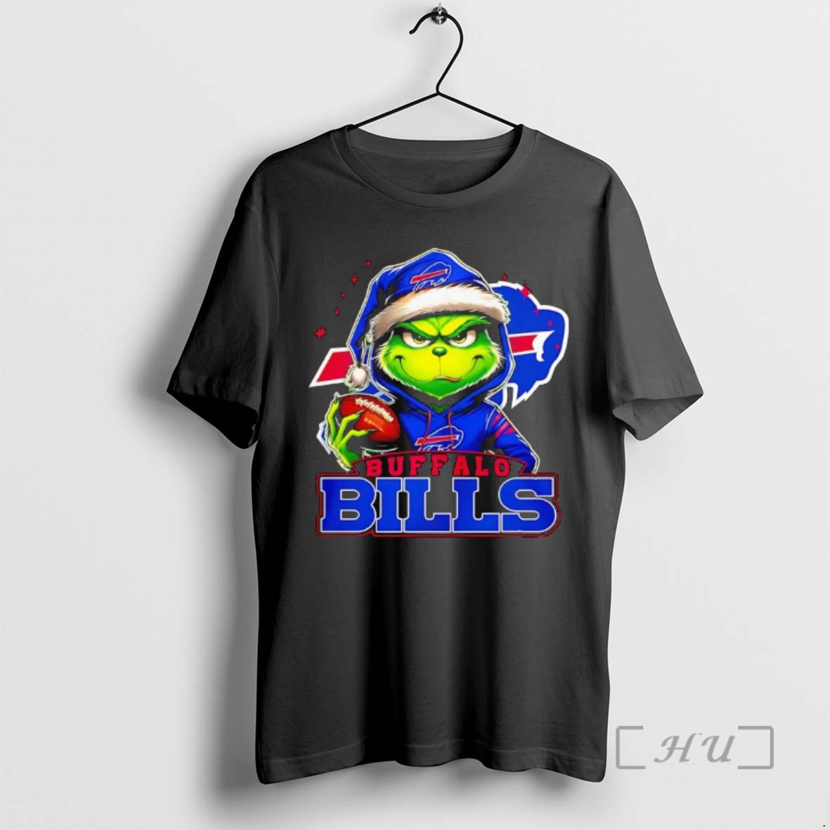 Trending Grinch Wearing Santa X Buffalo Bills Hat Christmas Premium T Shirts Sweater Hoodie