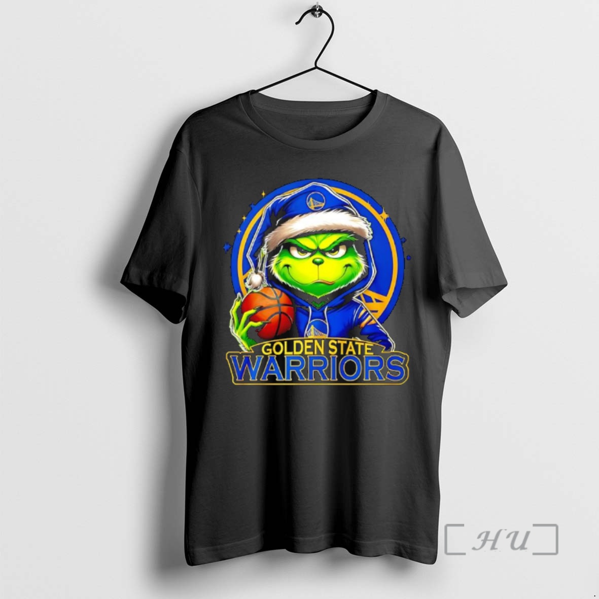 Trending Grinch Wearing Santa X Golden State Warriors Hat Christmas Premium T Shirts Sweater Hoodie