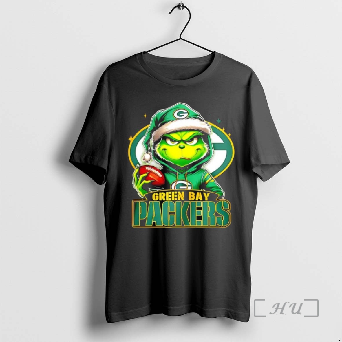 Trending Grinch Wearing Santa X Green Bay Packers Hat Christmas Premium T Shirts Sweater Hoodie