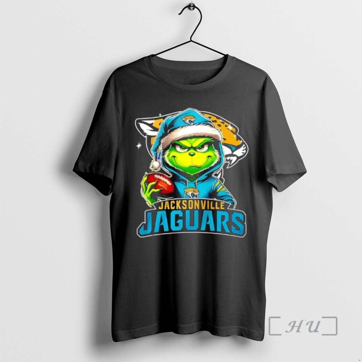 Trending Grinch Wearing Santa X Jacksonville Jaguars Hat Christmas Premium T Shirts Sweater Hoodie
