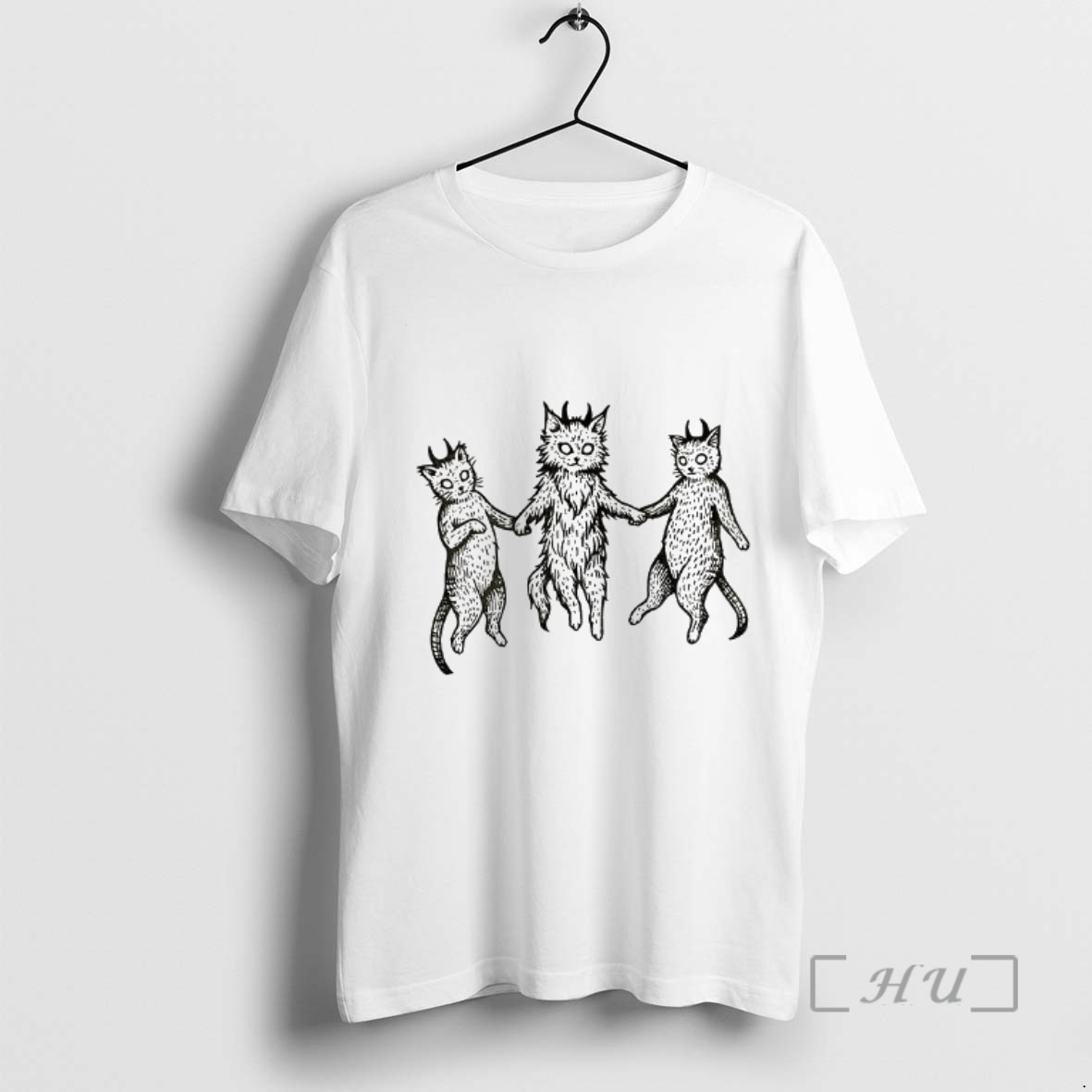 Trending Occult Devil Cat Goblincore Linocut Funny Meme Premium T Shirts Sweater Hoodie