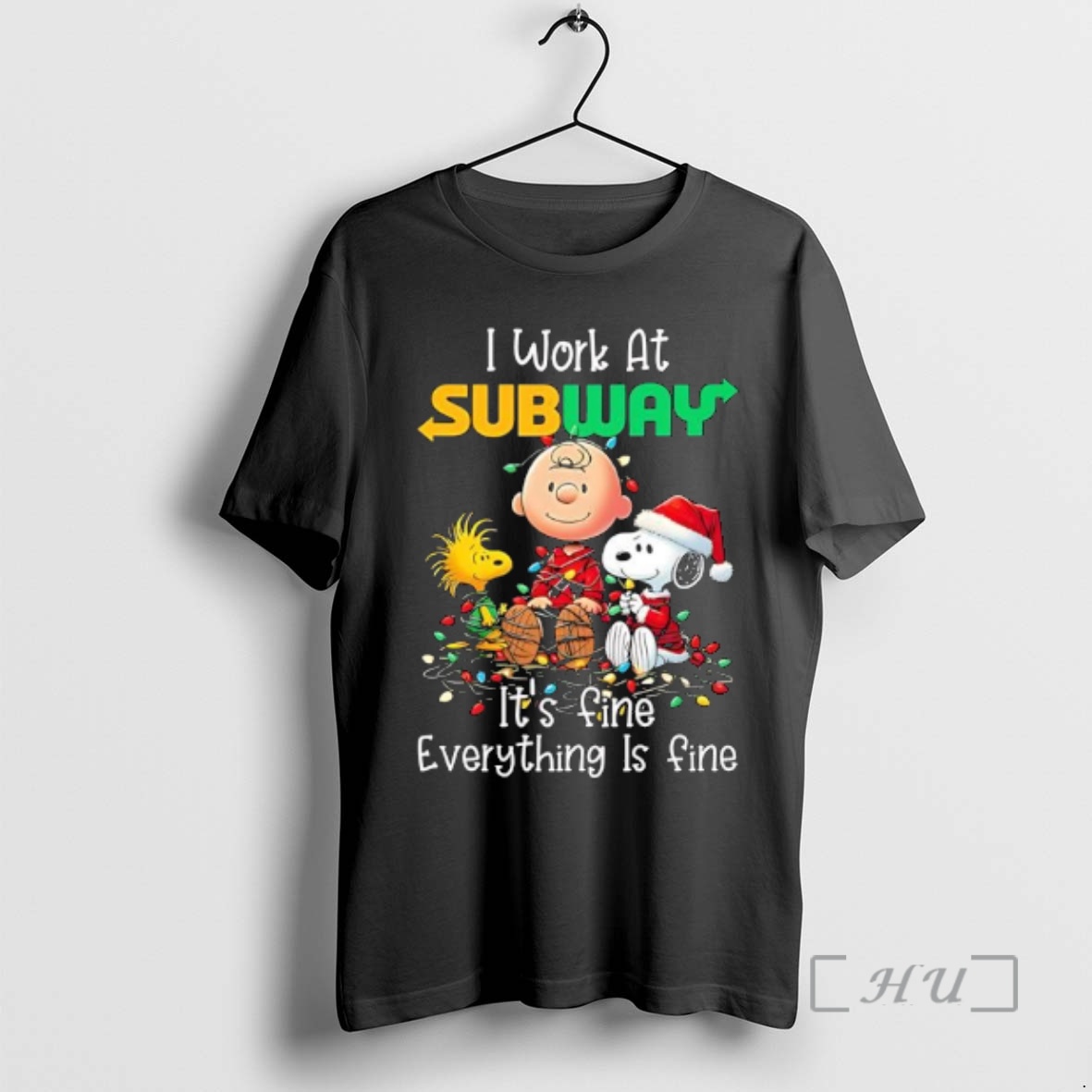 Trending Peanuts Characters Christmas Lights I Work At Subway Its Fine Everything Is Fine Premium T Shirts Sweater Hoodie