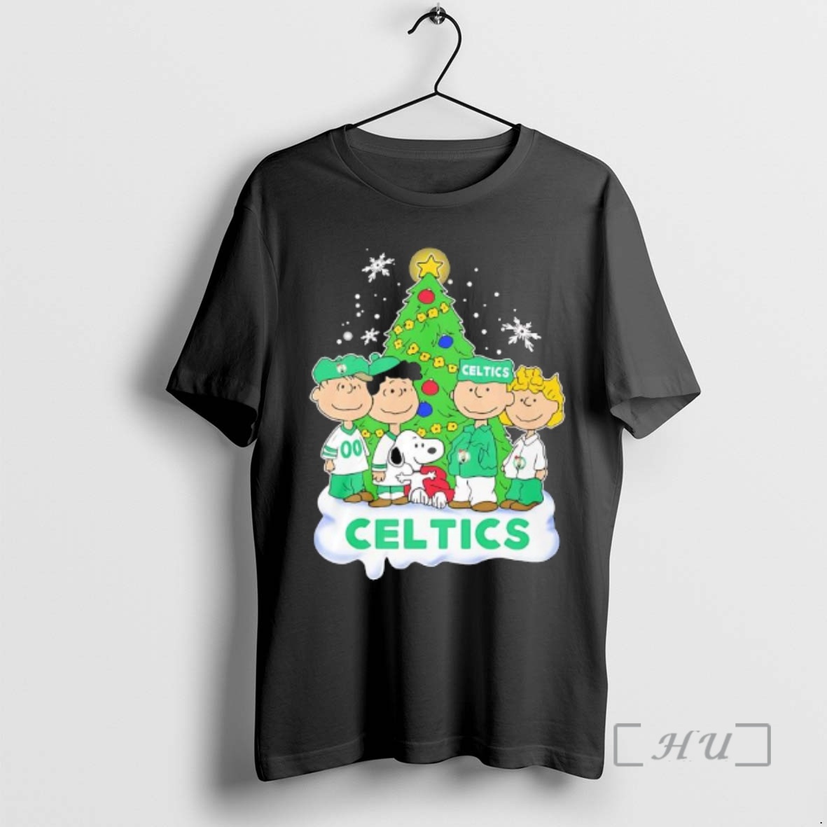Trending Peanuts Comic Christmas Tree In Boston Celtics Graphic Premium T Shirts Sweater Hoodie