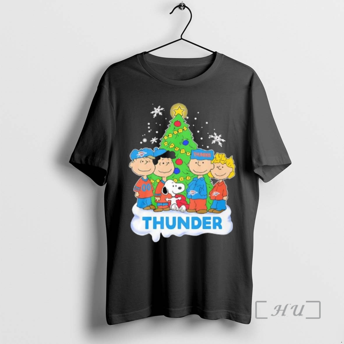 Trending Peanuts Comic Christmas Tree In Oklahoma City Thunder Graphic Premium T Shirts Sweater Hoodie