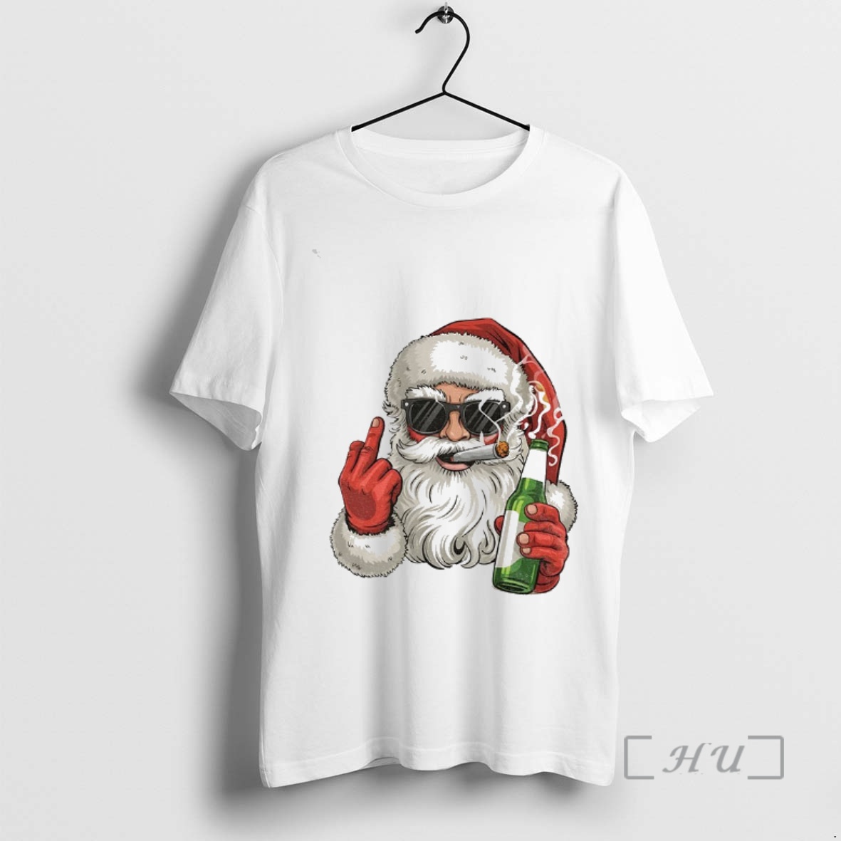 Trending Santa Claus Smoking Middle Finger Merry Christmas Premium T Shirts Sweater Hoodie