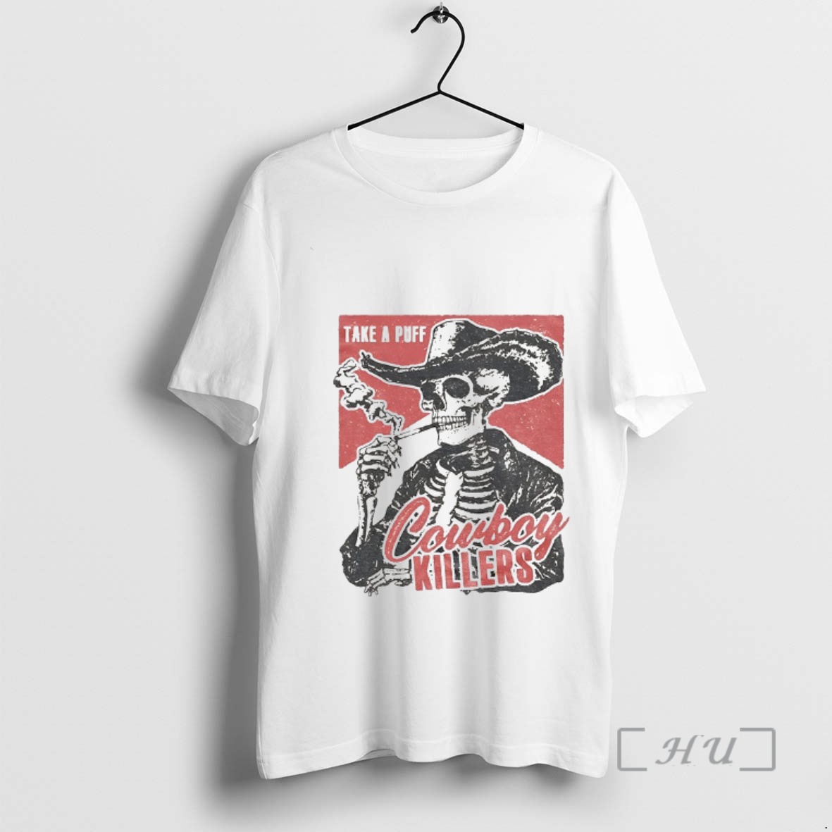 Trending Smoking Skeleton Take A Puff Cowboy Killers Premium T Shirts Sweater Hoodie