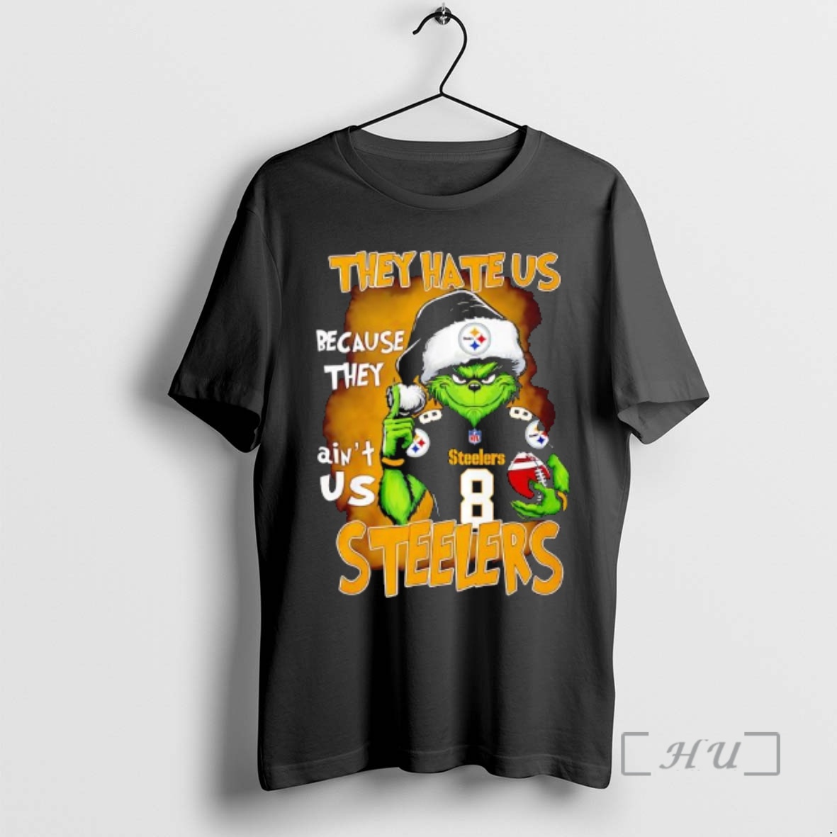 Trending They Hate Us Because They Aint Us Pittsburgh Steelers Grinch Premium T Shirts Sweater Hoodie