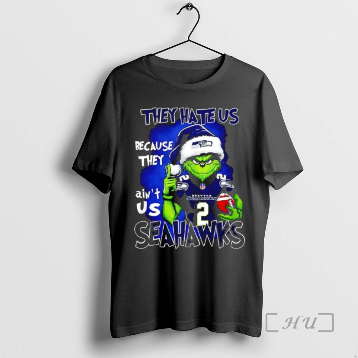 Trending They Hate Us Because They Aint Us Seattle Seahawks Grinch Premium T Shirts Sweater Hoodie