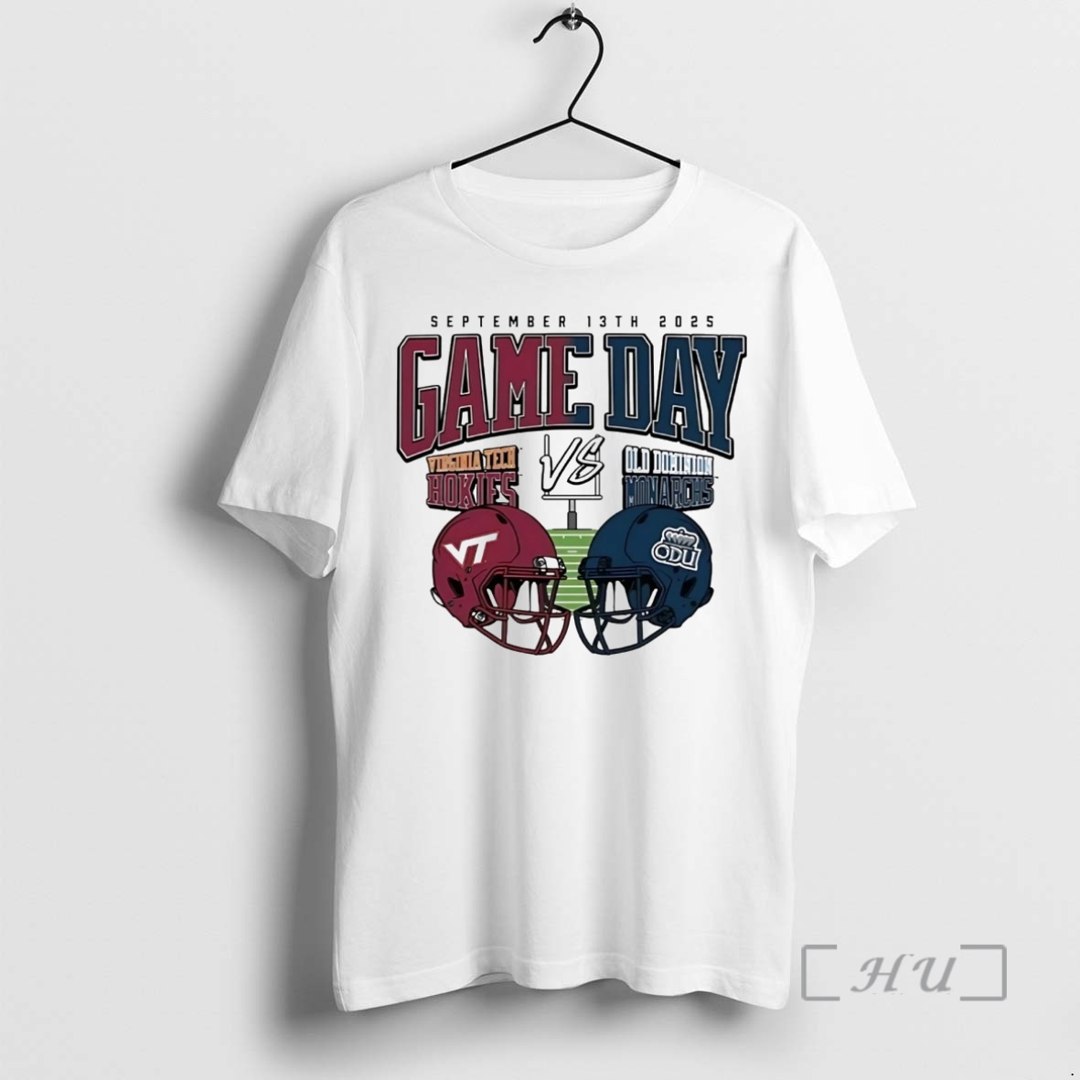 Trending Virginia Tech Hokies Vs Old Dominion Monarchs 2025 Gameday Helmet Matchup Premium T Shirts Sweater Hoodie