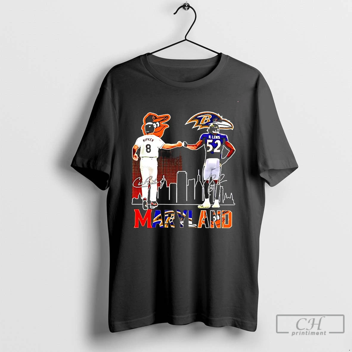 Classic Baltimore Ravens And Orioles Legends Cal Ripken Jr And Ray Lewis Signatures Graphic T Shirts Sweater Hoodie