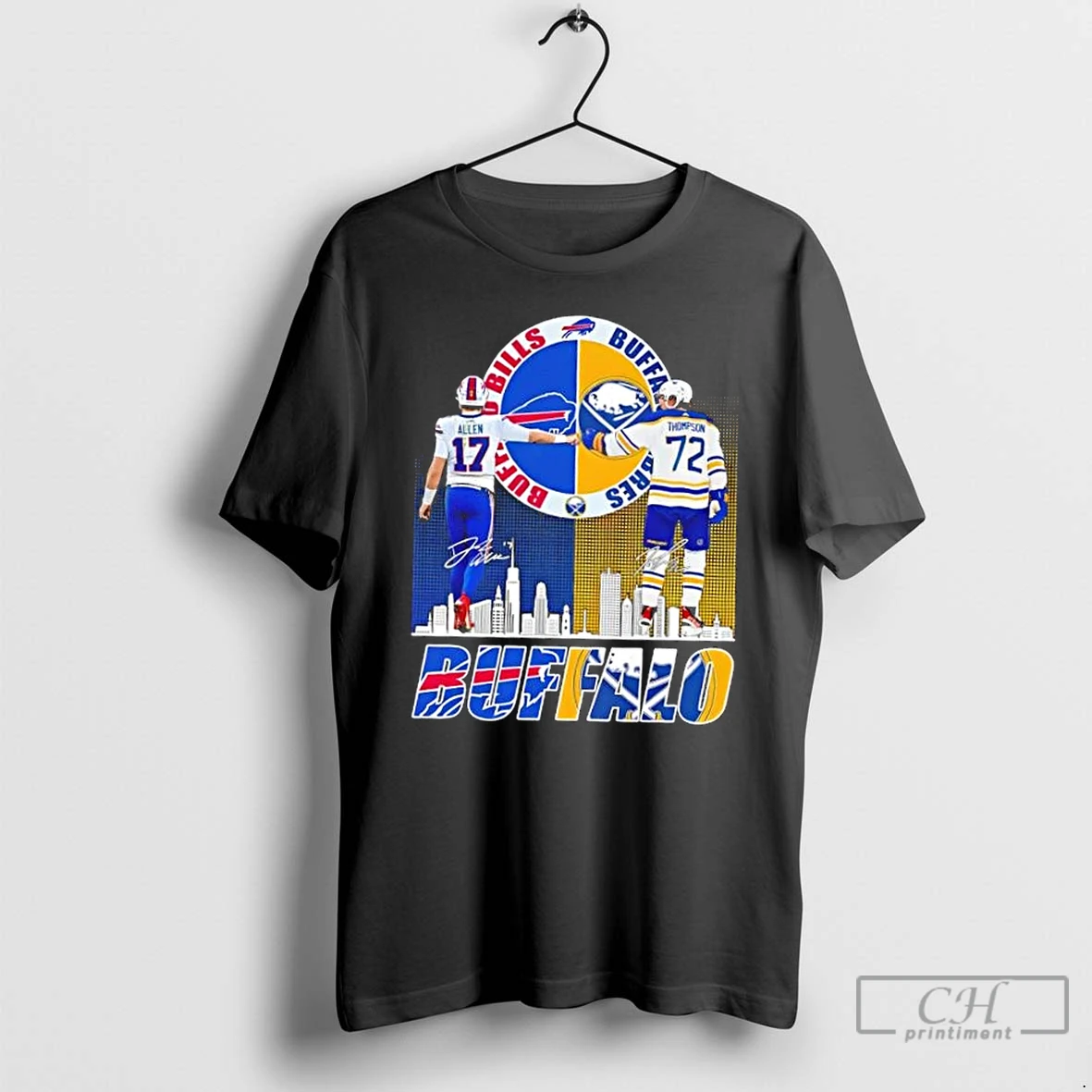 Classic Buffalo City Sports Allen Bills X Thompson Sabres Skyline T Shirts Sweater Hoodie