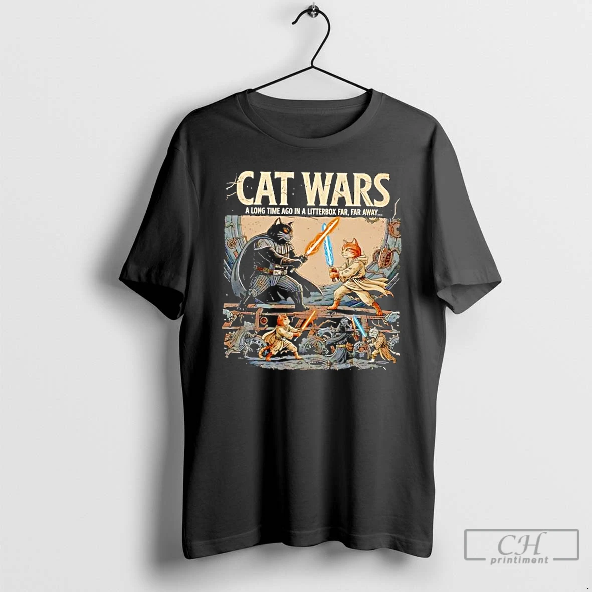 Classic Cat Wars A Long Time Ago In A Litterbox Far Far Away T Shirts Sweater Hoodie
