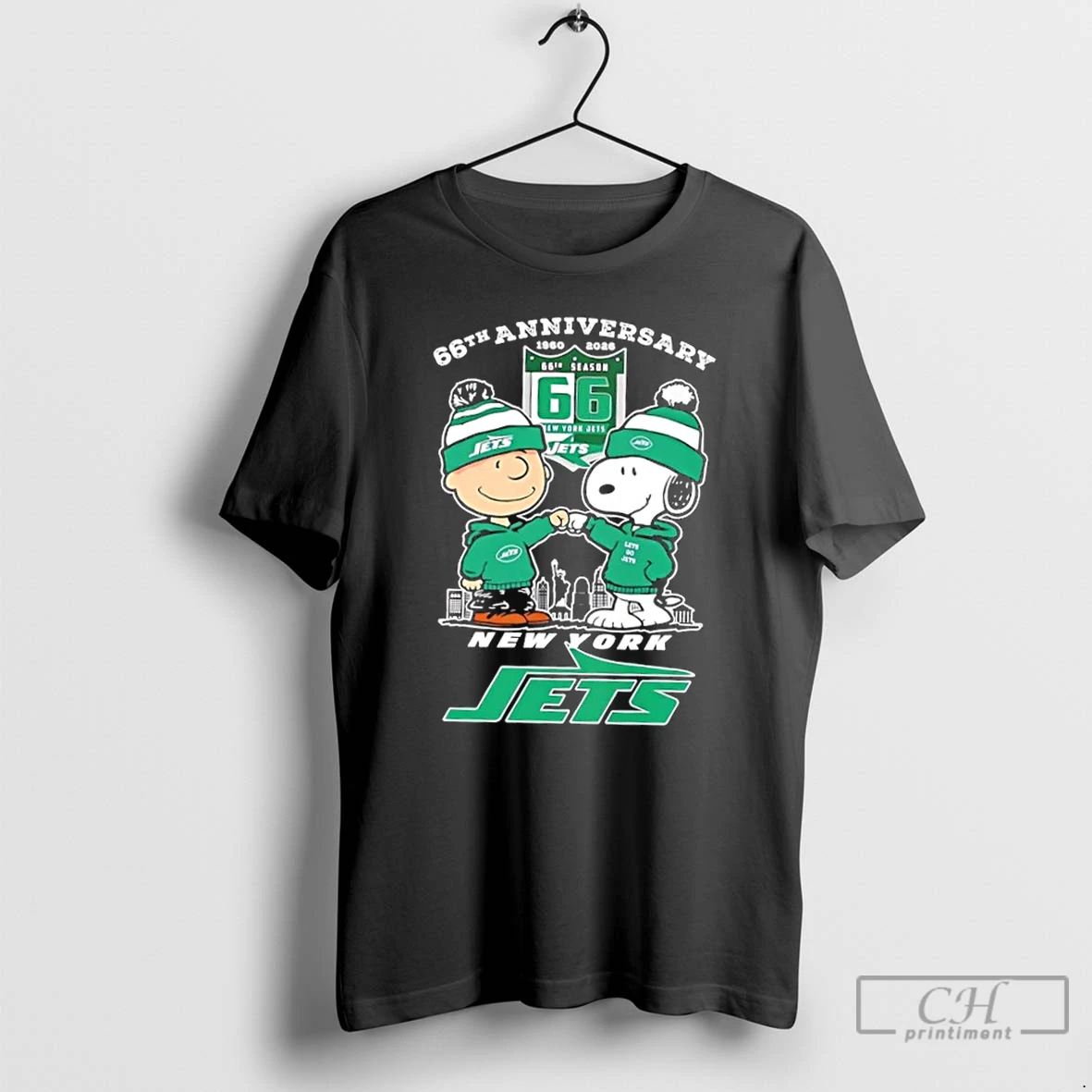 Classic Charlie Brown Fist Bump Snoopy 66th Anniversary 1960 2026 New York Jets Skyline T Shirts Sweater Hoodie