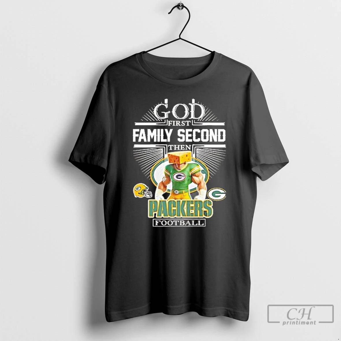 Classic God First Family Second Then Green Bay Packers Cheesehead Football T Shirts Sweater Hoodie