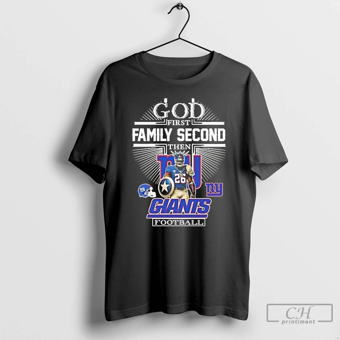 Classic God First Family Second Then New York Giants Football Mascot T Shirts Sweater Hoodie