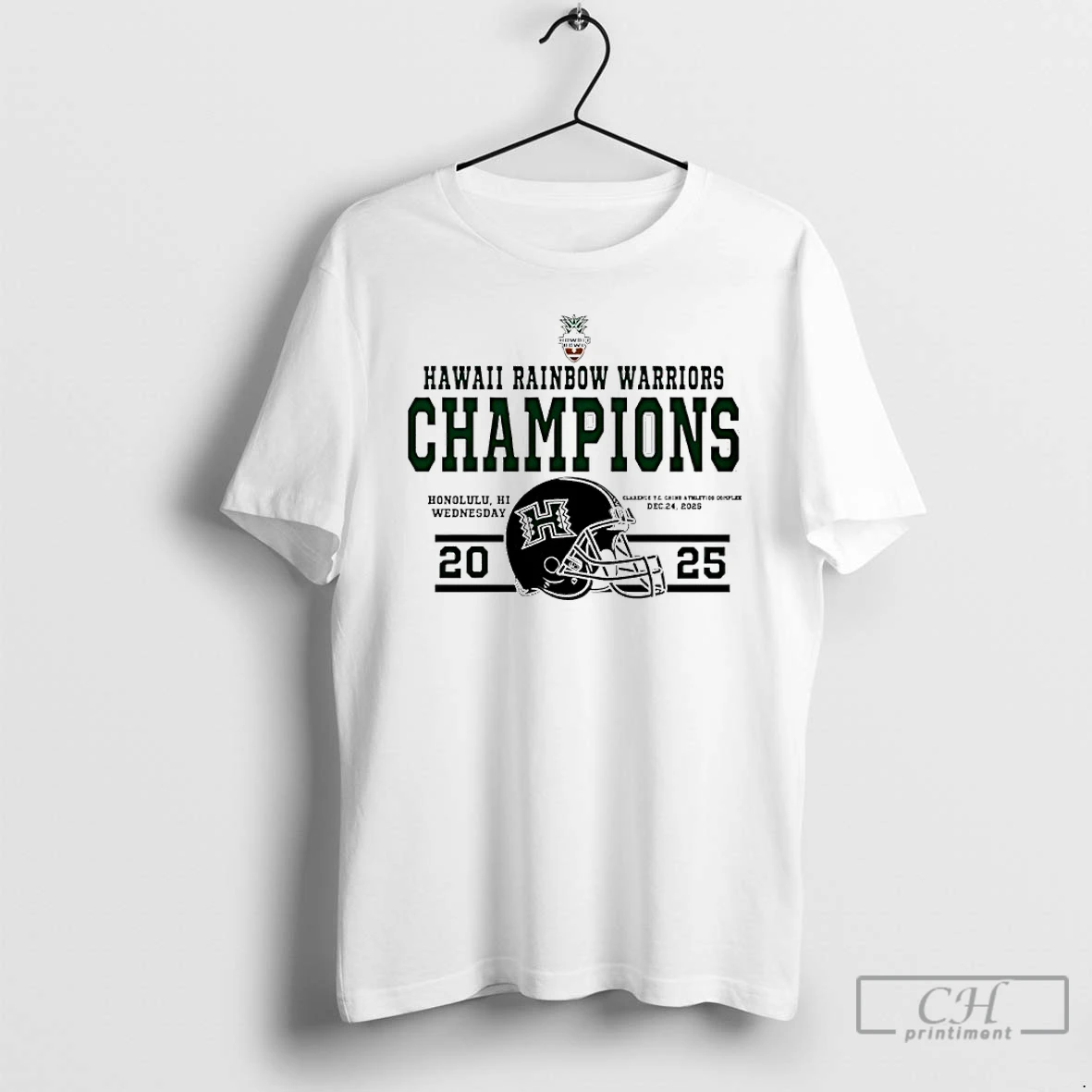 Classic Hawaii Rainbow Warriors 2025 Hawaii Bowl Champions Helmet T Shirts Sweater Hoodie