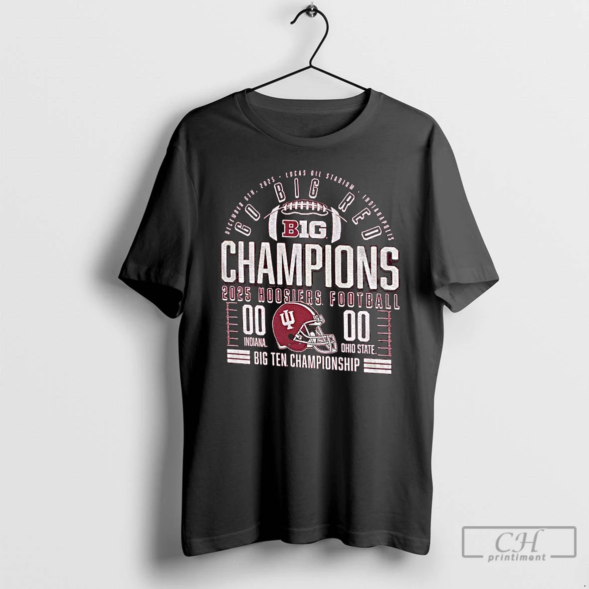 Classic Indiana Hoosiers Crimson 2025 Big Ten Football Champions Score T Shirts Sweater Hoodie