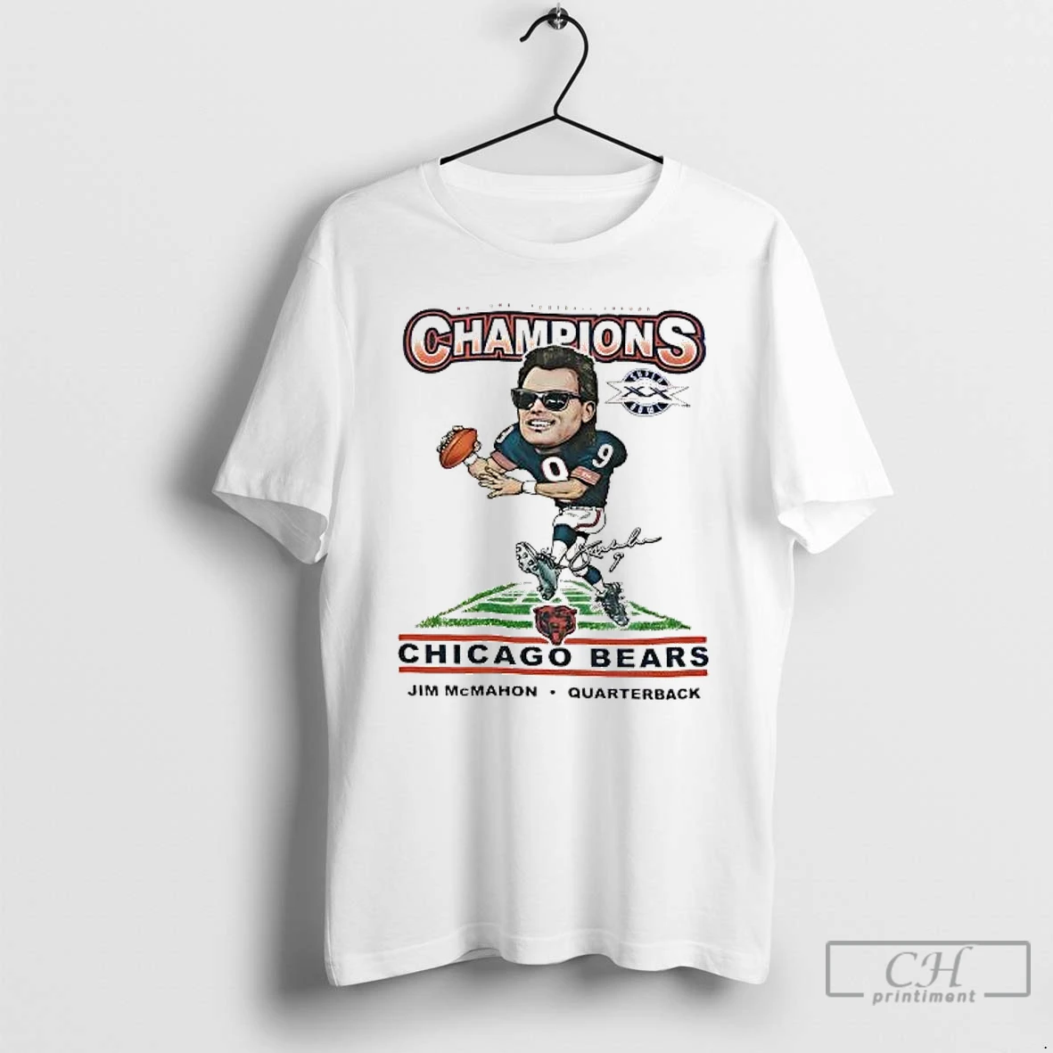 Classic Jim Mcmahon Super Bowl Xx Champions Caricature Chicago Bears T Shirts Sweater Hoodie