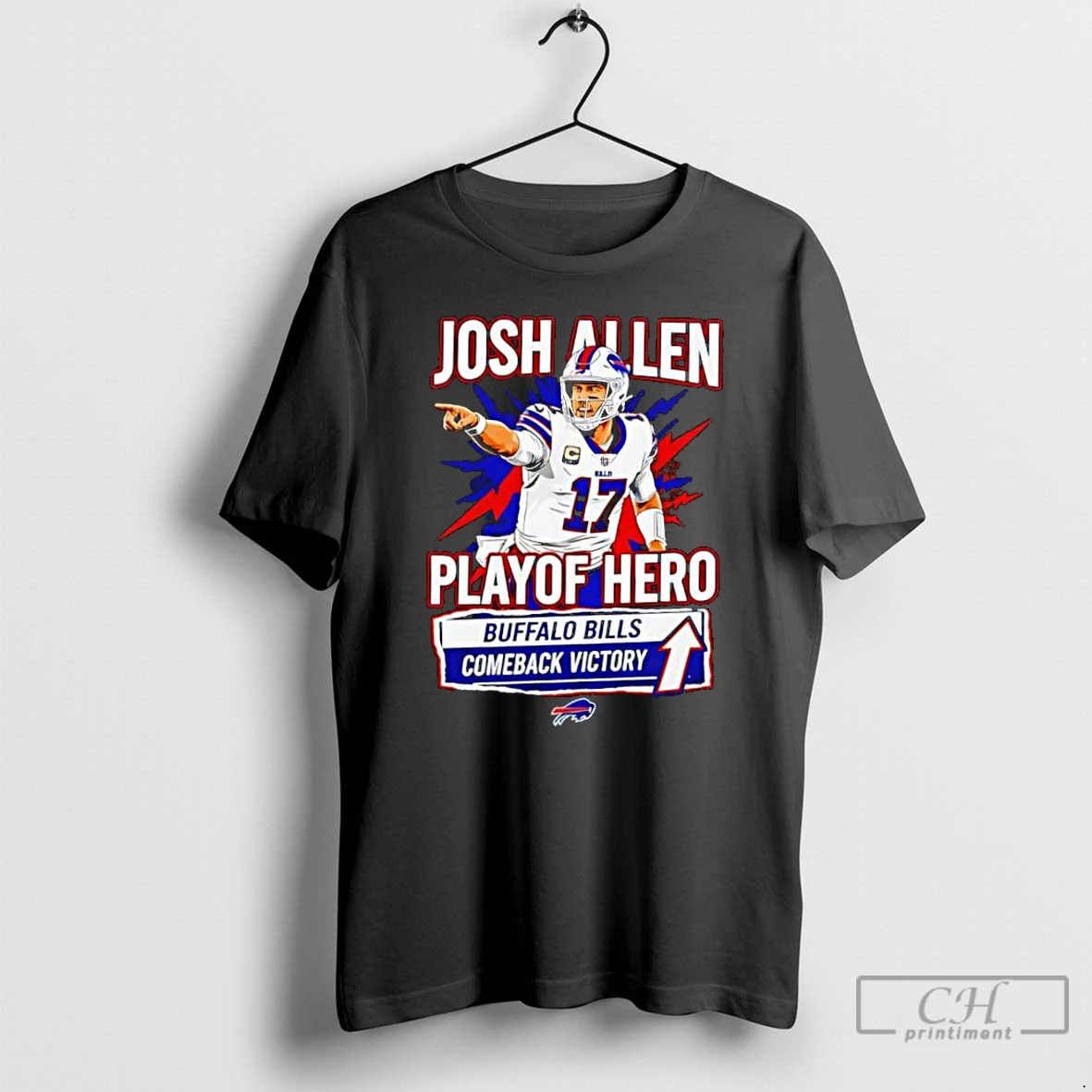 Classic Josh Allen Playoff Hero Buffalo Bills Comeback Victory T Shirts Sweater Hoodie