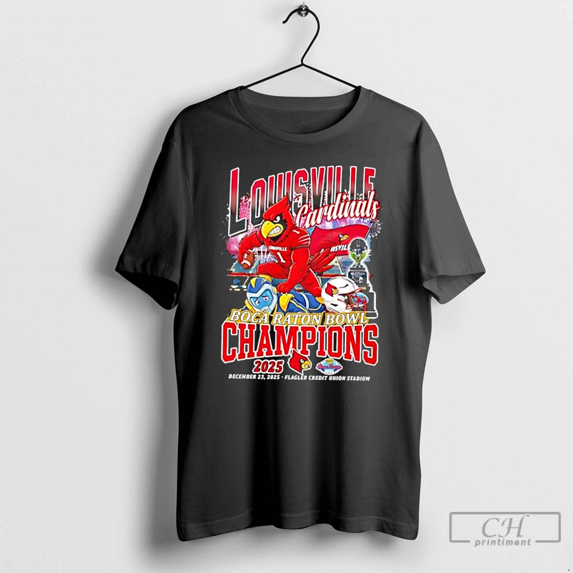 Classic Louisville Cardinals Boca Raton Bowl Champions 2025 Mascot Graphic T Shirts Sweater Hoodie