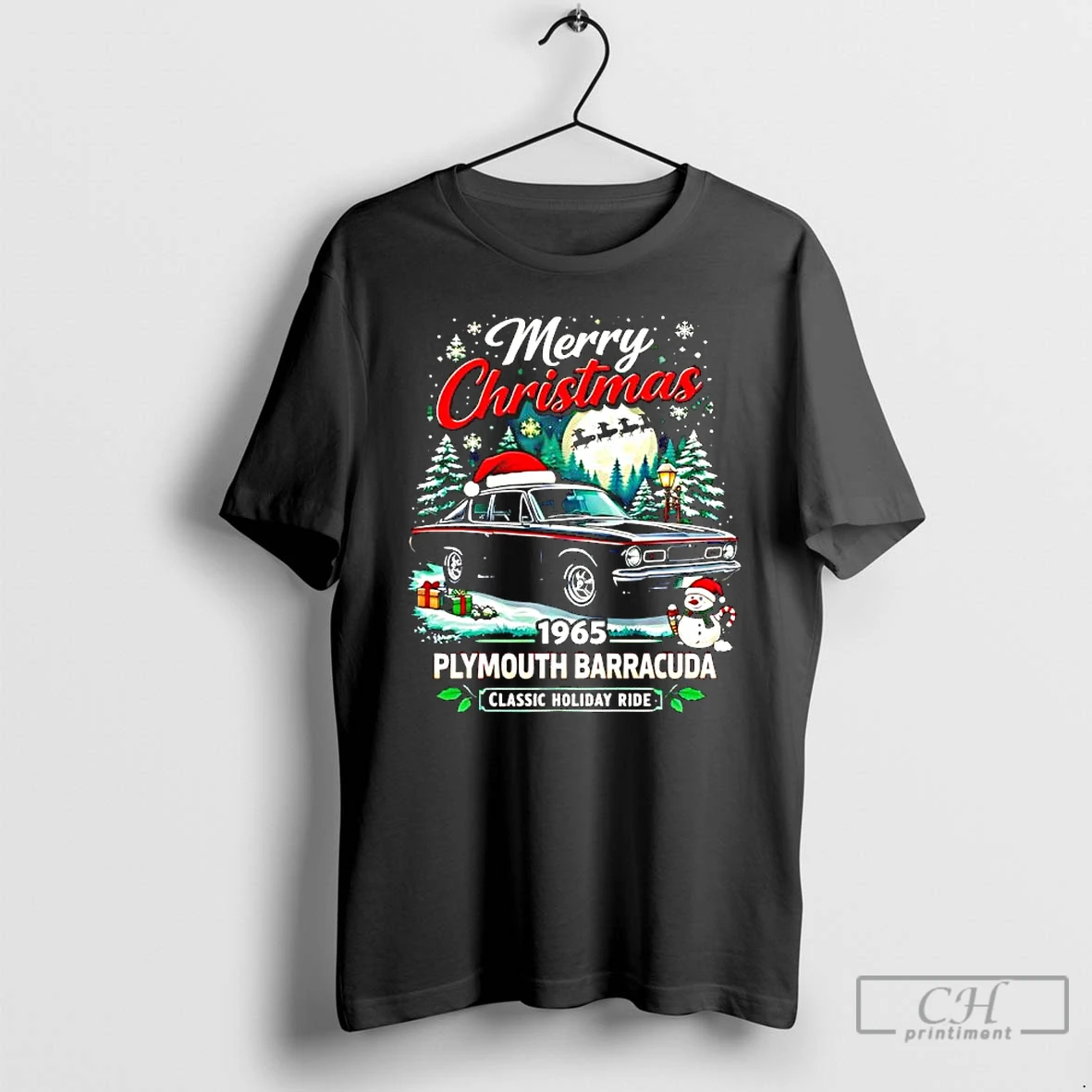 Classic Merry Christmas 1965 Plymouth Barracuda Classic Holiday Ride T Shirts Sweater Hoodie