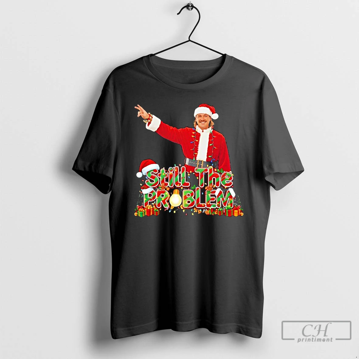 Classic Morgan Wallen Wearing Santa Suit Still The Problem Merry Christmas T Shirts Sweater Hoodie