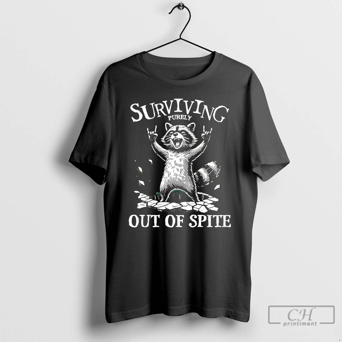 Classic Surviving Purely Out Of Spite Raccoon T Shirts Sweater Hoodie