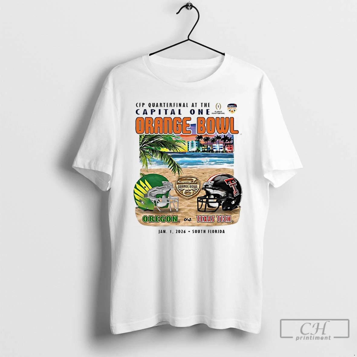 Classic Texas Tech Vs Oregon Cfp Quarterfinal At The Capital One Orange Bowl 2026 Helmet Beach T Shirts Sweater Hoodie