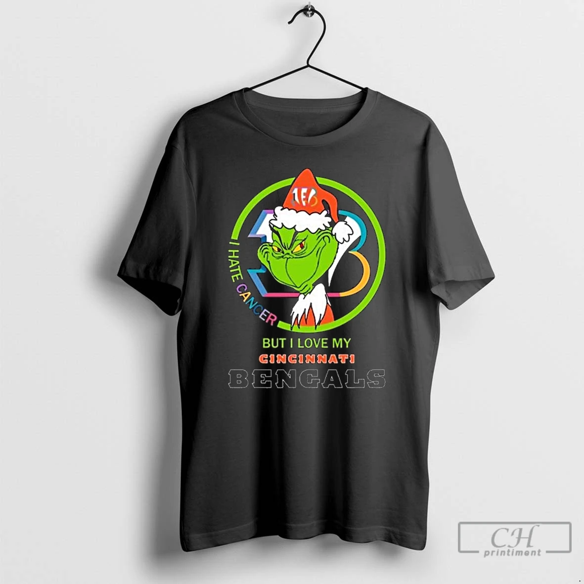 Classic The Grinch I Hate Cancer But I Love My Cincinnati Bengals Merry Christmas T Shirts Sweater Hoodie