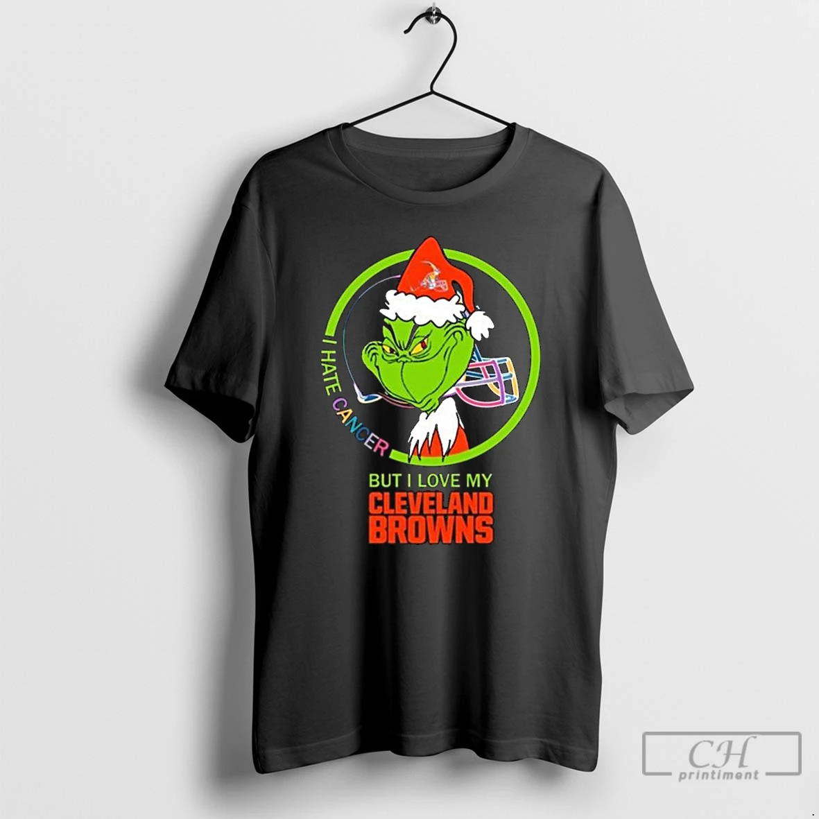 Classic The Grinch I Hate Cancer But I Love My Cleveland Browns Merry Christmas T Shirts Sweater Hoodie